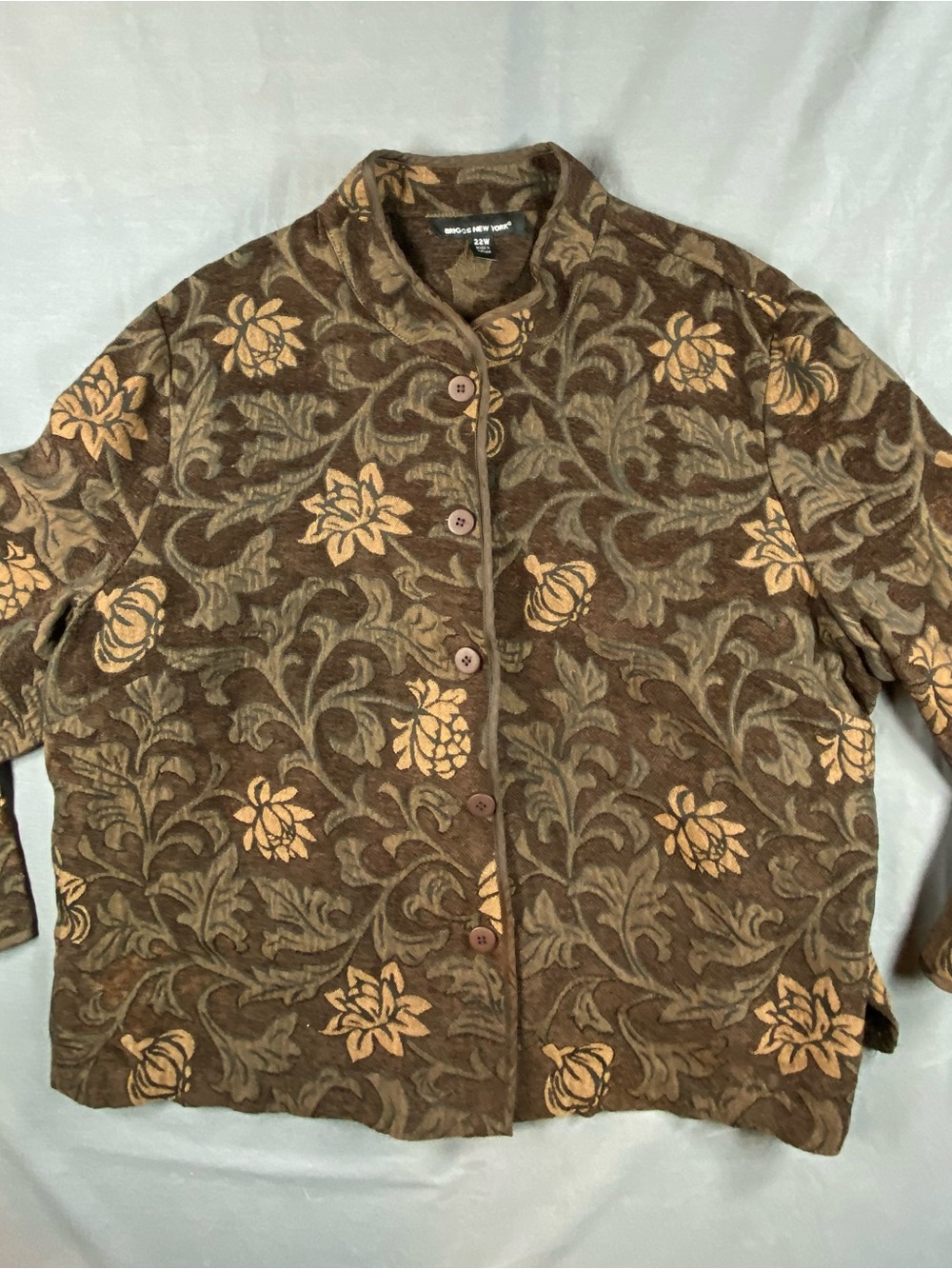 Vintage Briggs New York Floral Tapestry button front jacket size 22W